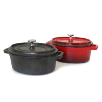 Casserole moderne en fonte émaillée rouge avec double poignée, 12 cm, pour lait, soupe et ragoûts
