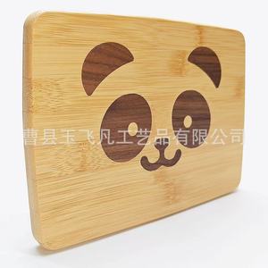 Bamboo Cutting Board 21.5x16x1.3cm Panda Design Rectangle Chopping <b>Block</b> For Kitchen Use - Product Image 2