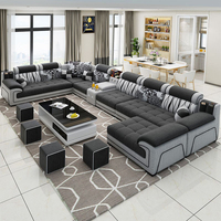 Sofá Modular en Forma de U de 7 Plazas para Sala de Estar Moderna, Muebles de Salón, Sofá Seccional en Forma de L, Tela de Microfibra de Lujo