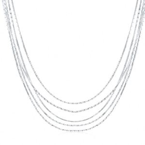 Collier chaîne claviculaire multicouche en argent sterling 925 plaqué rhodium, design minimaliste tendance Dylam 2024 - Product Image 1