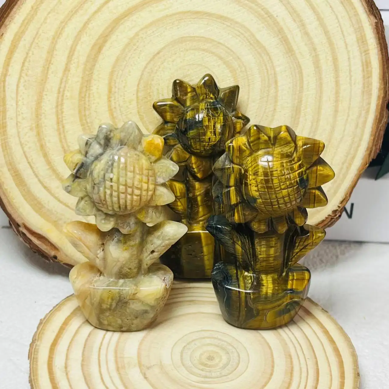 Großhandel spirituelle Heil produkte Handwerk Hand Carving Reiki Yellow Tiger Eye für Dekor