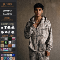 Ensemble survêtement pour homme en camouflage Real Tree, vêtements de rue, fermeture éclair, survêtement surdimensionné personnalisé et jogging en coton épais pour homme