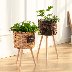 Nouveaux fabricants de <span class=keywords><strong>pots</strong></span> de plantes sur pied en osier de haute qualité avec pieds en <span class=keywords><strong>bois</strong></span>, pot de fleurs en jacinthe d'eau - Product Image 4