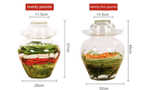 Pot de cornichon de fermentation en verre transparent scellé de grande capacité avec couvercle de bol pour le marinage Kimchi Japandi Design pour cuisine ou cadeau