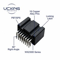 373116124AA WX-230 Adaptor Pria 16 Pin Sudut Kanan 90 Derajat Pitch 3.5mm 15A 12VDC Kontak Paduan Tembaga Persegi Panjang Otomotif