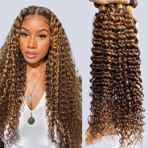 P4/27 dalam gelombang disorot rambut manusia bundel madu coklat rambut keriting tenun 3 penawaran bundel perawan ekstensi rambut untuk ekor kuda - Product Image 1