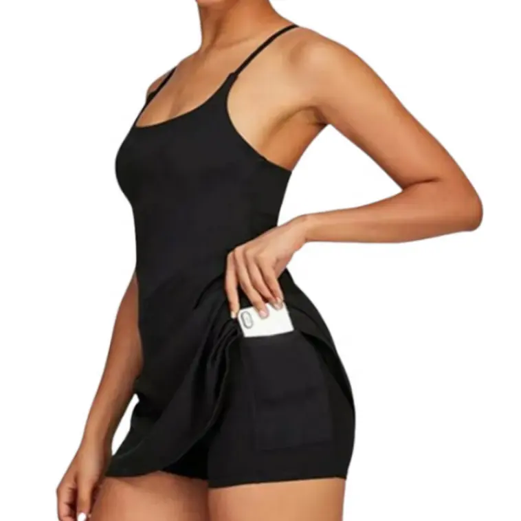 Sports sleeveless casual singlets Siamese Skirt design plain color tank top dress