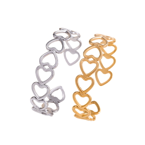 Unisex <b>Stainless</b> <b>Steel</b> Gold/Silver Plated Heart-Shaped Trendy Hollow <b>Bangle</b> with Micro Insert Inlay - Product Image 4