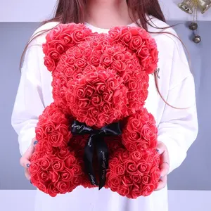 40cm Rose Bear PE Foam Flower Bear Artificial Flower Teddy Bear Christmas Valentine's Day Gift Wholesale