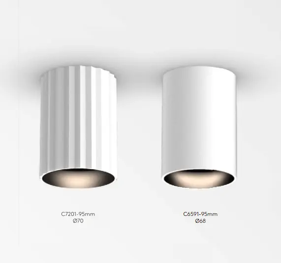 Ecojas C6591/C7201 Cob Nieuwe Cilinder Verstelbare Aluminium Decoratieve Plafond Opbouw Downlight Verlichting