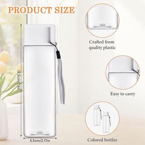 Custom Logo 480ml PET Plastic Reusable Direct Drinking Sports <b>Bottle</b> Screw-On Lid Transparent Square Design for Hiking Travel - Product Image 2
