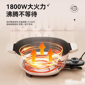 AUX <b>Electric</b> Multi Functional Cooker 6.1-10L Aluminum Alloy Liner Safety Auto Off Mechanical Control Steam Pot - Product Image 5