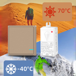 1 Gang 10A Carga 1000W LED IP66 y V0 RF433M Control remoto pared oro interruptores <span class=keywords><strong>Kit</strong></span> para casa de troncos interruptores de luz inalámbricos - Product Image 5