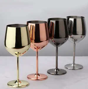Benutzer definierte 17oz Roségold Kupfer vergoldet Cocktail Weingläser Metall Becher Champagner Flöte Edelstahl Rotwein Tasse Glas