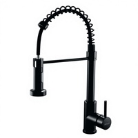 Robinet de cuisine à double poignée BoyI, design moderne, finition noire mate, montage sur plan, 1 trou, en acier inoxydable, avec cartouche céramique