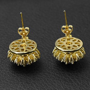 Boucles d'oreilles pendantes Moissanite Tournesol Rotatif Effet Halo 2 carats 6,5 mm D VVS1 Plaqué Or 18K pour Femme Vente en Gros - Product Image 3