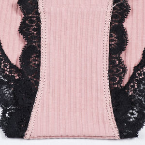 Bragas <span class=keywords><strong>de</strong></span> Bikini acanaladas <span class=keywords><strong>de</strong></span> algodón para mujer, elegantes, <span class=keywords><strong>de</strong></span> 6 piezas, con ribete <span class=keywords><strong>de</strong></span> <span class=keywords><strong>encaje</strong></span> en contraste, bragas <span class=keywords><strong>de</strong></span> algodón <span class=keywords><strong>de</strong></span> alta calidad para mujer, tangas - Product Image 5