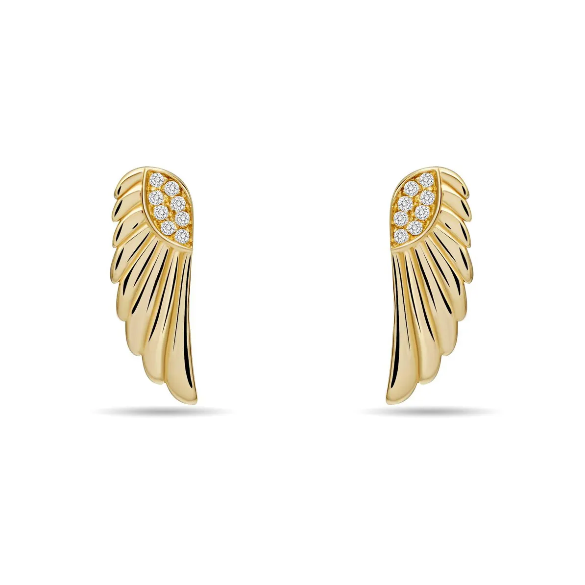 Gemnel High Quality Luxury Wedding Unique Cubic Zirconia Feather wings Stud Earrings For Women