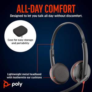 Casque POLY <span class=keywords><strong>Plantronics</strong></span> Blackwire C3225 C3200 Series 3.5mm+<span class=keywords><strong>USB</strong></span>-C/A, Casque stéréo binaural C3220, filaire P/N : 8X229A6 - Product Image 4