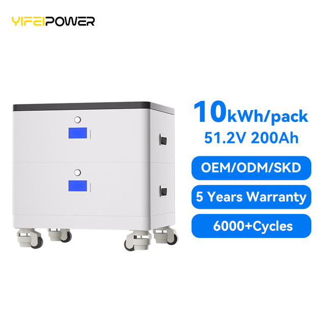 Easy Split Stackable 10kWh Energy Storage Battery Pack 51.2V 48V 200Ah LiFePO4 Cell CAN Communication Port Home Use Hybrid Grid