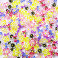 Breloques 3D en résine transparente dégradée pour nail art, décorations florales colorées pour ongles, accessoires transparents pour ongles, fournitures pour ongles