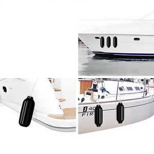 Defensas marinas resistentes a los rayos UV para embarcaciones, paquete de 4, 27 pulgadas, 3 mm, aleación, bisagra de rodamiento negra, manguera - Product Image 1