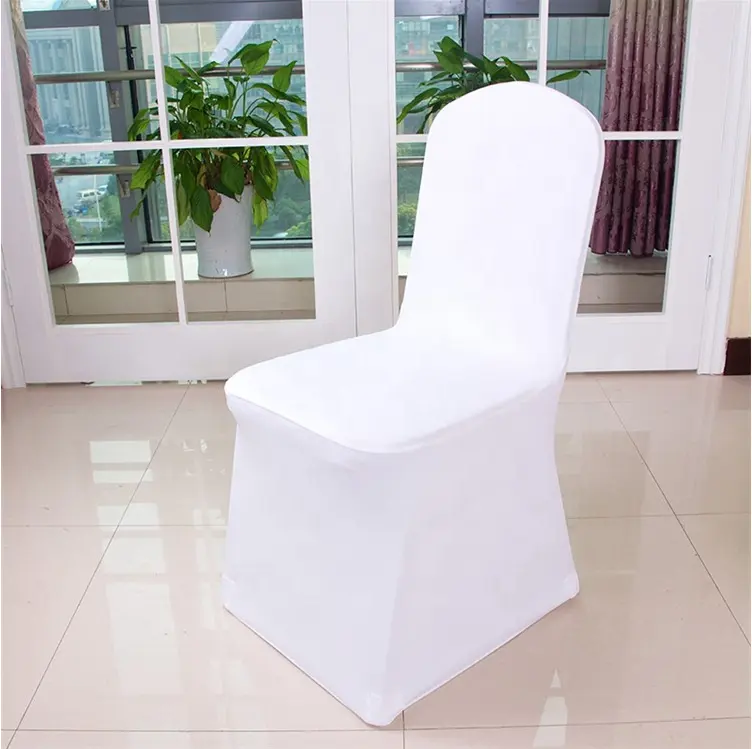 Groothandel goedkope stretch banket bruiloft decoratie wit spandex stoel cover