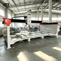 Machine de découpe à pont à cinq axes RBB HQ-3220DSM, moteur 29KW, longueur maximale 3200mm, broche indépendante, aspiration par caméra, pour marbre