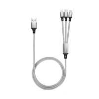 Kabel Pengisi Daya Cepat 3-in-1 Nylon Braided Pabrikasi Pabrik, USB ke Tipe C untuk Kabel Ponsel