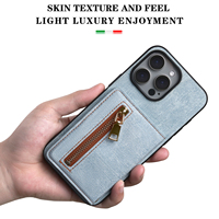 Étui pour iPhone 18 Pro Max avec motif denim et fermeture éclair, porte-cartes, compatible avec iPhone 17, 16, 15, 14, 13