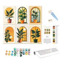 Kit de Peinture par Numéros pour Enfants, Toile à Colorier Animaux et Plantes de Dessins Animés, 20*30cm, 6 Pièces sans Cadre, Cadeau Fait Main pour Enfants