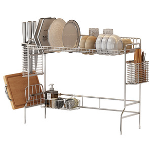 Nuevo Diseño Popular de Acero Inoxidable con Revestimiento Negro, Juego de Organizador de Cocina, Escurridor Doble Ajustable para Platos, Cuchillos y Tazones - Product Image 5