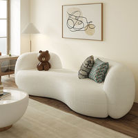 Canapé monoplace en tissu éponge PU de forme irrégulière et courbée, style nordique, design tendance, idéal pour salon et petit appartement