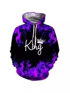 OEM logotipo personalizado Unisex Fitness deporte novedad Graffiti Color Sudadera con capucha 3D impreso <span class=keywords><strong>rey</strong></span> y reina marca Sudadera con capucha - Product Image 3