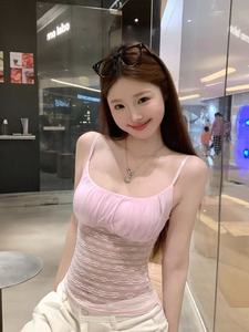 Nouveau débardeur d'été moulant et sexy pour femme, couleur unie, avec dentelle et petite rembourrage, collection 2025 – Crop top sexy en dentelle sans soutien-gorge intégré - Product Image 2