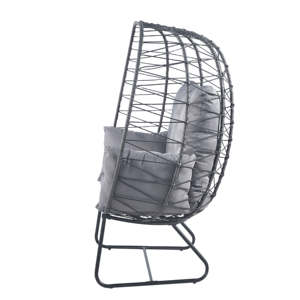 Fauteuil œuf en rotin moderne pour l'extérieur avec support et coussins pour patio, jardin, véranda - Product Image 2