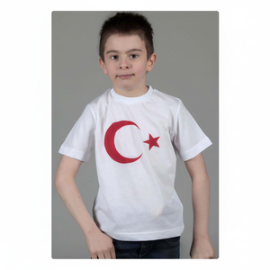 Camiseta para niños con estampado de estrella de media luna y bandera roja blanca Camiseta TRNC - Product Image 2