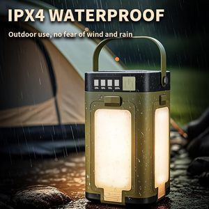 Battery Level Display ABS Folding Tent Waterproof Outdoor Solar Charge Flashlight <b>Rechargeable</b> Garden <b>LED</b> Camping Lantern 1000 - Product Image 2