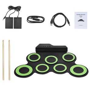 Kit de batería enrollable electrónica Digital portátil de tamaño compacto, 7 almohadillas de batería de silicona, alimentado por USB con <span class=keywords><strong>baquetas</strong></span>, Pedal, Cable de 3,5mm - Product Image 2