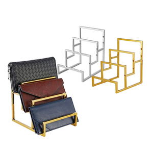 3-Tier Gold Wallet Display Rack – Metal Clutch Holder For Retail Stores, 7.87" Height