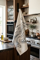 Essuie-tout de cuisine de luxe en coton, motif liquide argenté effet mercure