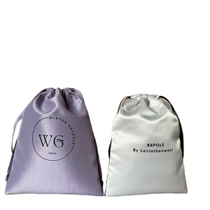 Recyclable Custom Logo Embossed Printed Silk Satin Dust <b>Bags</b> for <b>Cloth</b> Handbag Luxury Gift <b>Bags</b> with Drawstring Household - Product Image 1