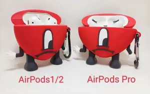 הגעה חדשה עבור Airpods פרו 3d חמוד Gen 2 מעצב סיליקון מותאם אישית יוקרה אדום לב רע באני Airpod מקרה