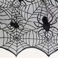Nouvelle nappe en dentelle toile d'araignée noire pour le Festival des Fantômes d'Halloween, chemin de table brodé d'araignées effrayantes