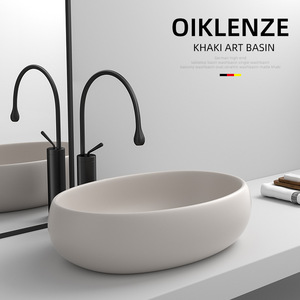 Lavabo ovalado de cerámica para encimera, sin orificios, fácil de limpiar, para baño - Product Image 5