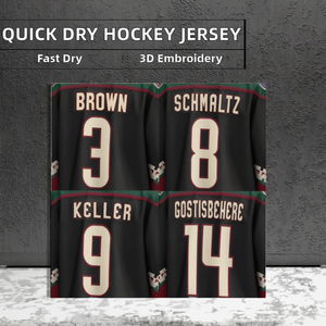 Service OEM en gros – Maillots de hockey sur glace 100 % polyester 220g, cousus, imprimés par transfert thermique, séchage rapide, avec motif Arizona 9 - Product Image 2