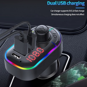 LUTU C12transmisor fm manos libres para el coche mp3 player 7 + 1 luces de colores PD usb rápido cargador de coche de apoyo sirl - Product Image 3