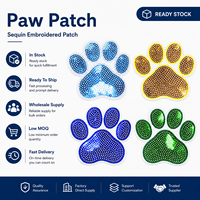 Lot de patchs à paillettes en forme de patte, badges brillants pour pattes de chat, autocollants en tissu brodé à sequins en gros, en stock pour vestes