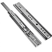 Glissière de tiroir télescopique silencieuse à fermeture amortie de 53 mm en acier Q235, extension complète, robuste, avec absorption des chocs