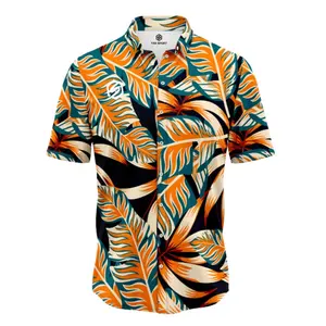 Custom Sublimation Summer Shirts Casual Button Down Men&Women Beach T-Shirt
